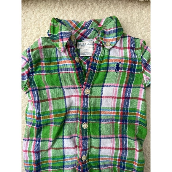 Y2K Ralph Lauren Preppy Plaid 9M Romper - Picture 2 of 3